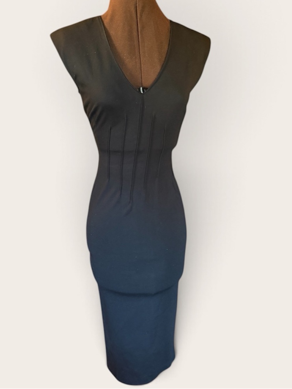 Marciano Black V-Neck Bodycon Midi Dress